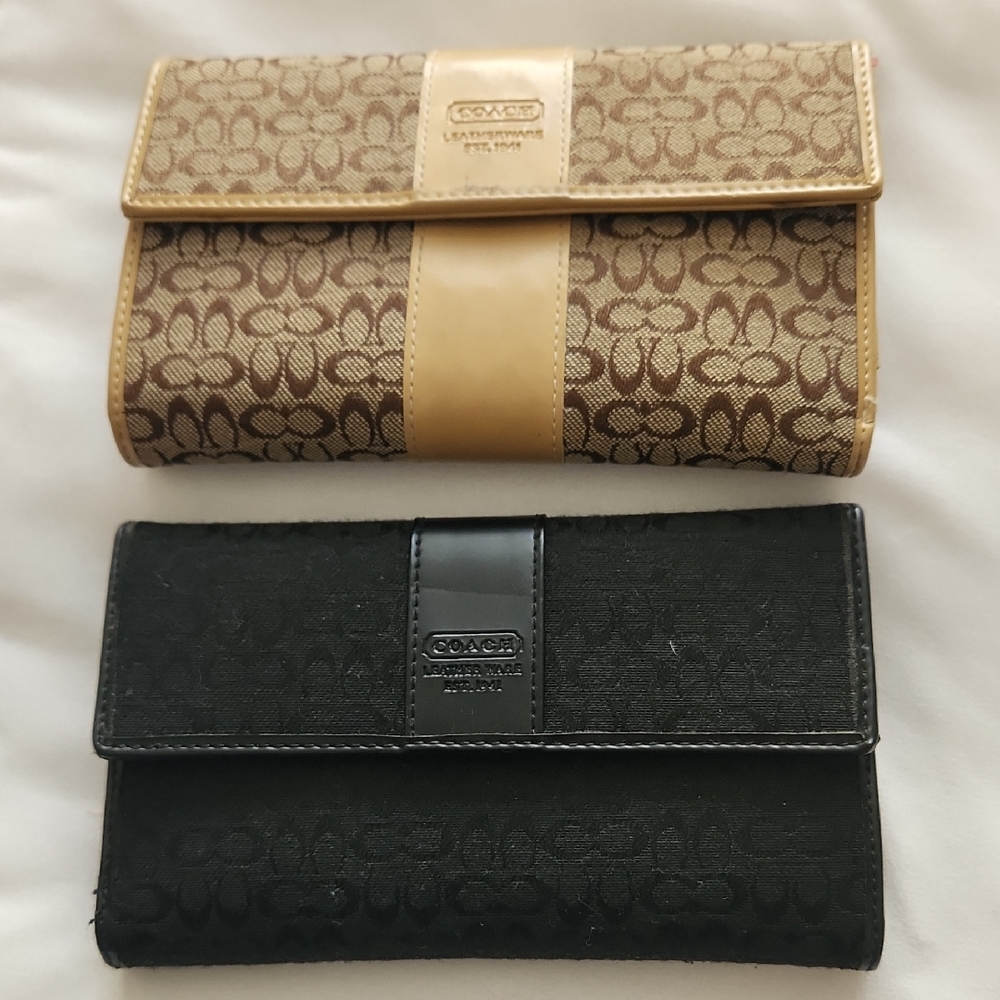 Coach Brown and Black Wallets with Signature Monogram 2 Wallets.4th July SALE.